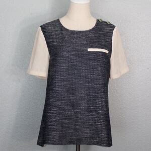 Sachin + Babi Open-Back Mixed Media Tweed Top Size 8